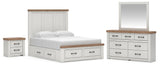 Savonport Panel Storage Bed. Dresser, Mirror and Nightstand