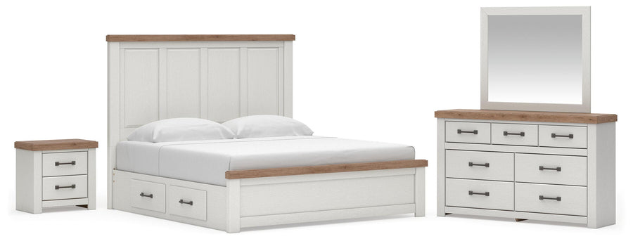 Savonport Panel Bed with Storage. Dresser, Mirror and Nightstand