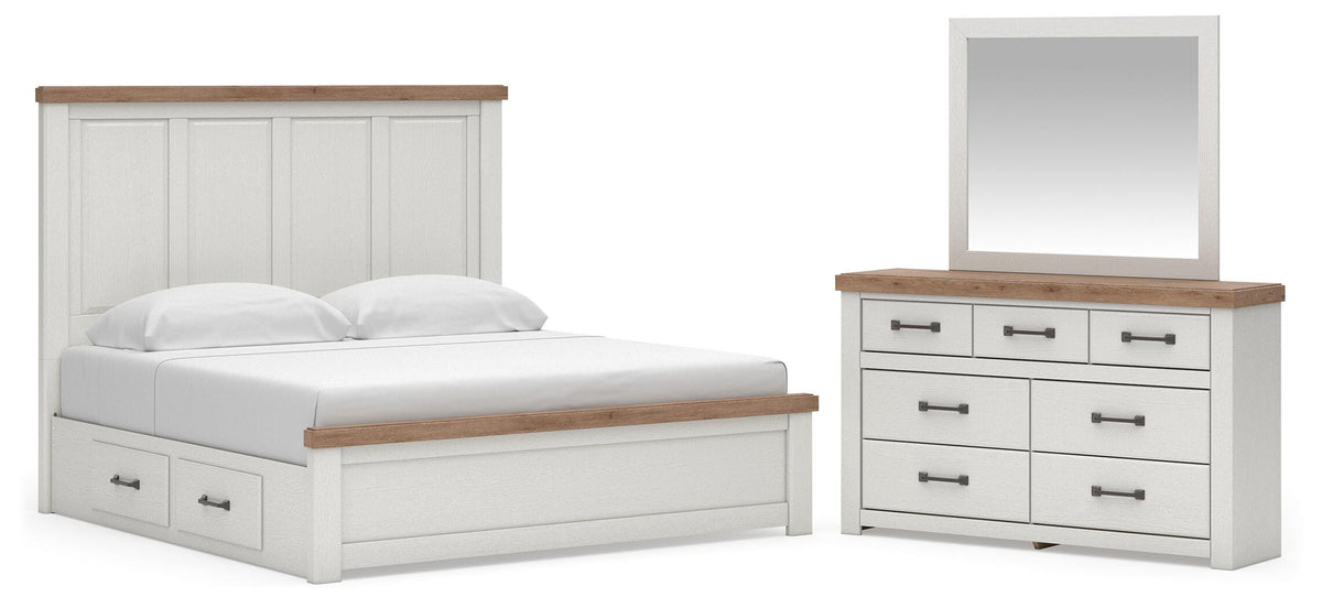 Savonport Panel Bed with Storage, Dresser and Mirror