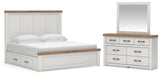 Savonport Panel Bed with Storage, Dresser and Mirror