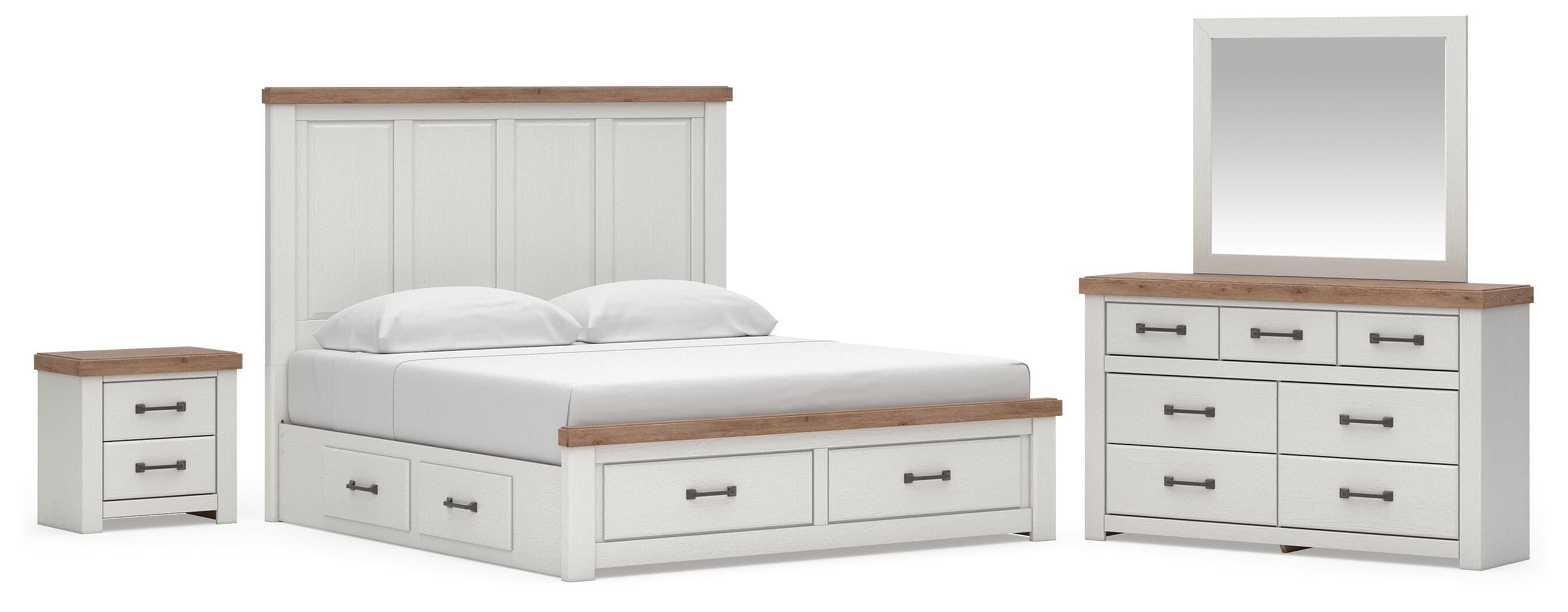 Savonport Panel Storage Bed. Dresser, Mirror and Nightstand