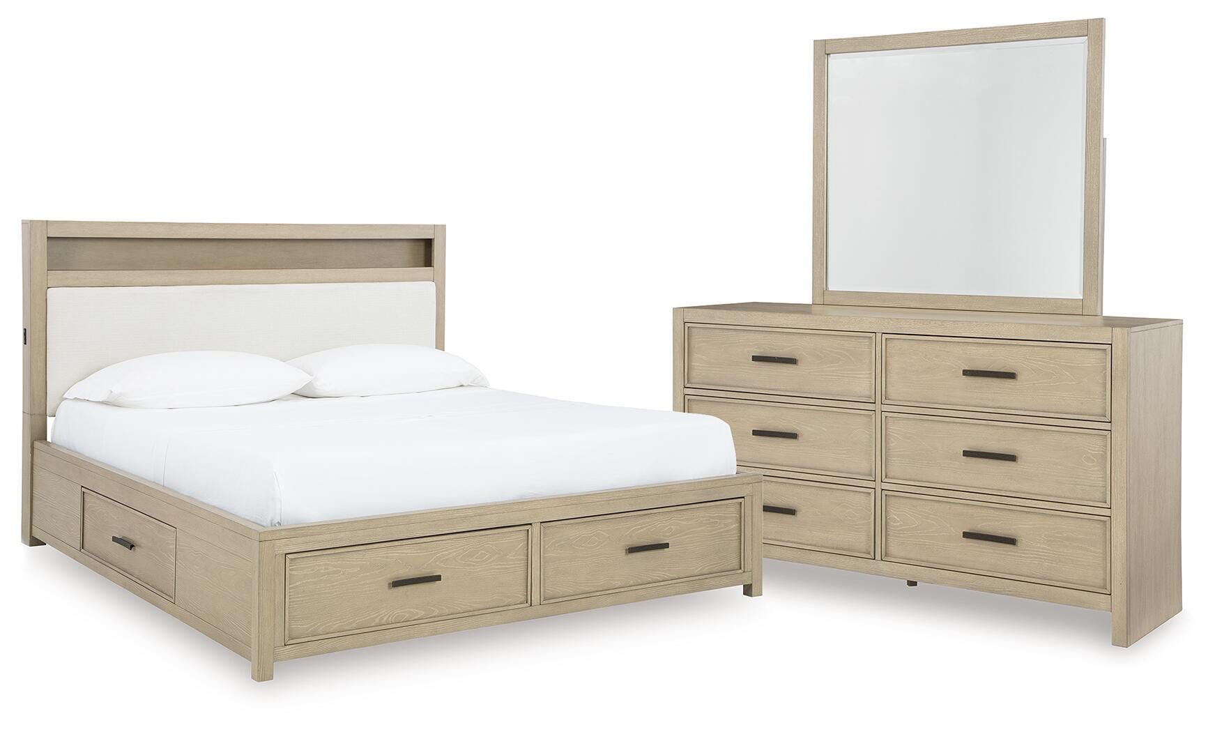 Calmoro Bookcase Bed, Dresser and Mirror