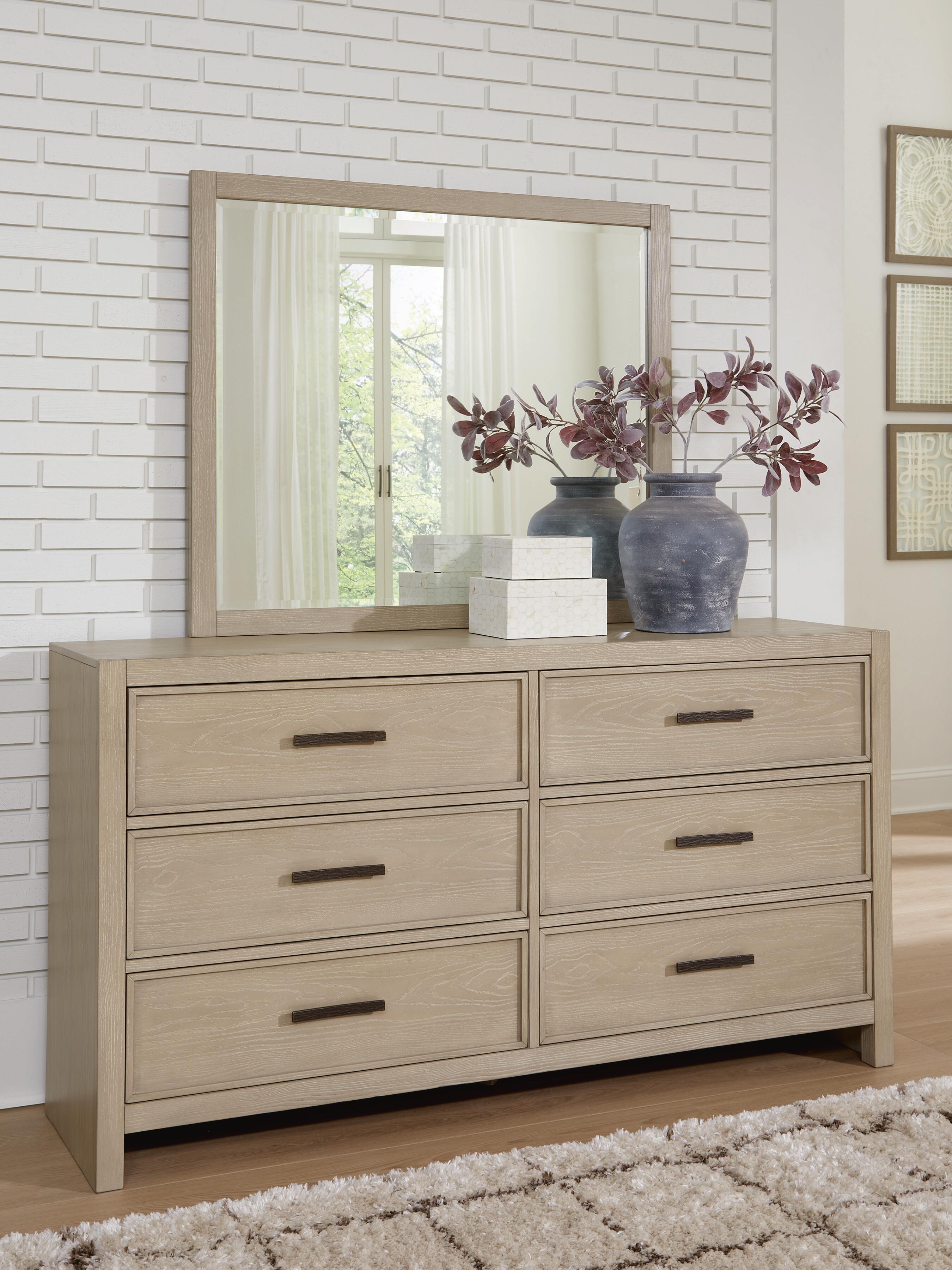 Calmoro Bookcase Bed with Mirrored Dresser and Nightstand