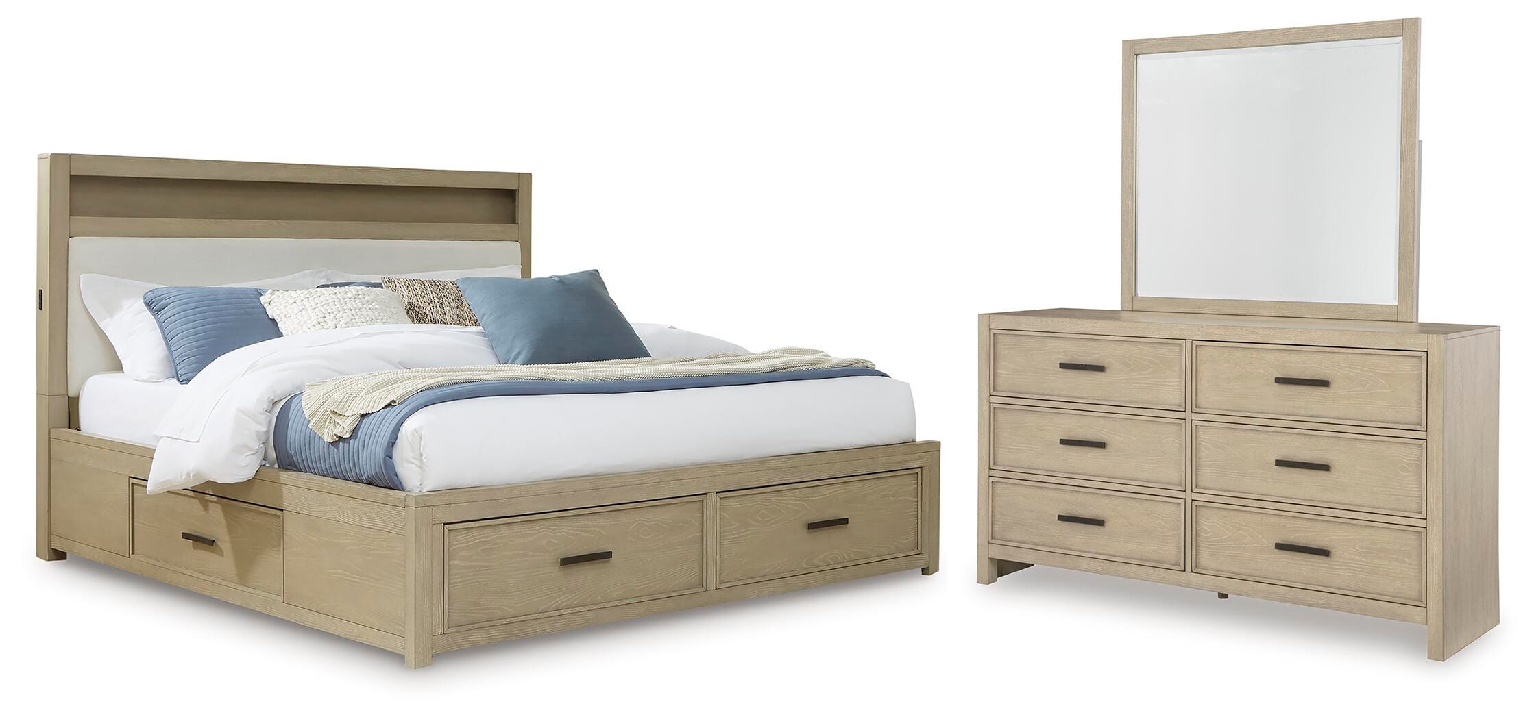 Calmoro Bookcase Bed, Dresser and Mirror
