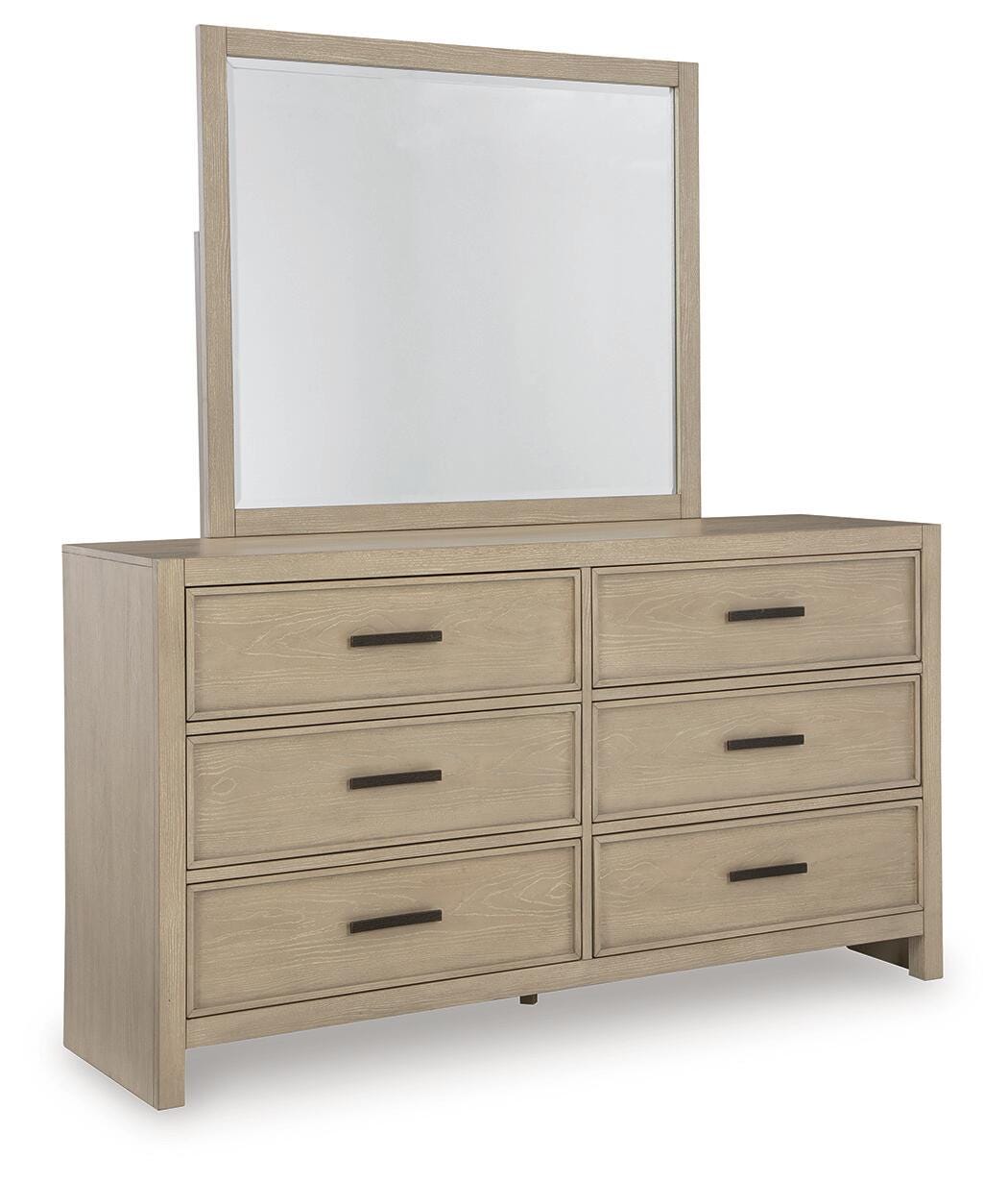 Calmoro Bookcase Bed with Mirrored Dresser, Chest and 2 Nightstands