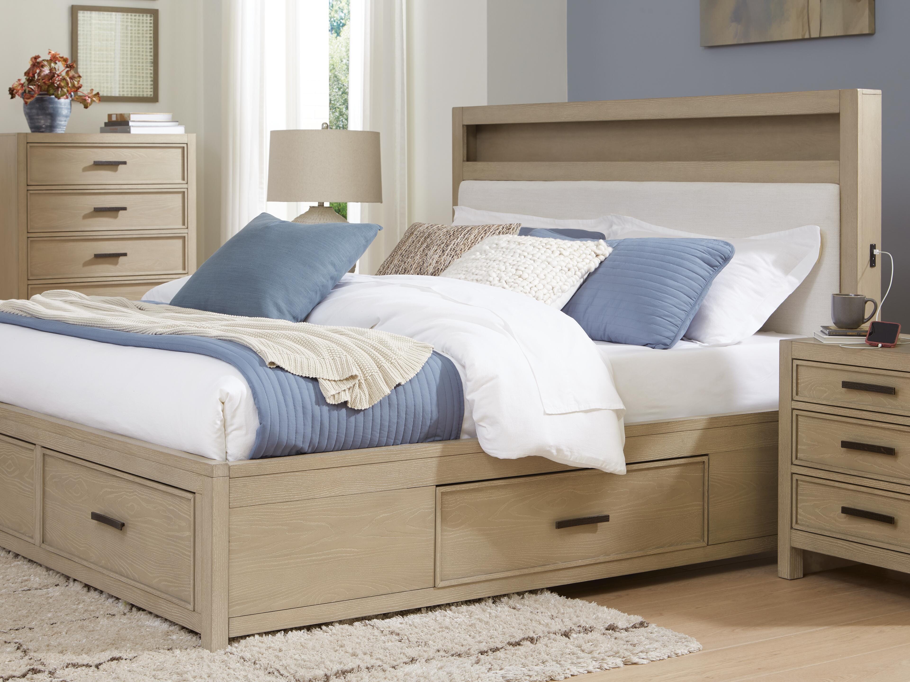 Calmoro Bookcase Bed with Mirrored Dresser, Chest and 2 Nightstands