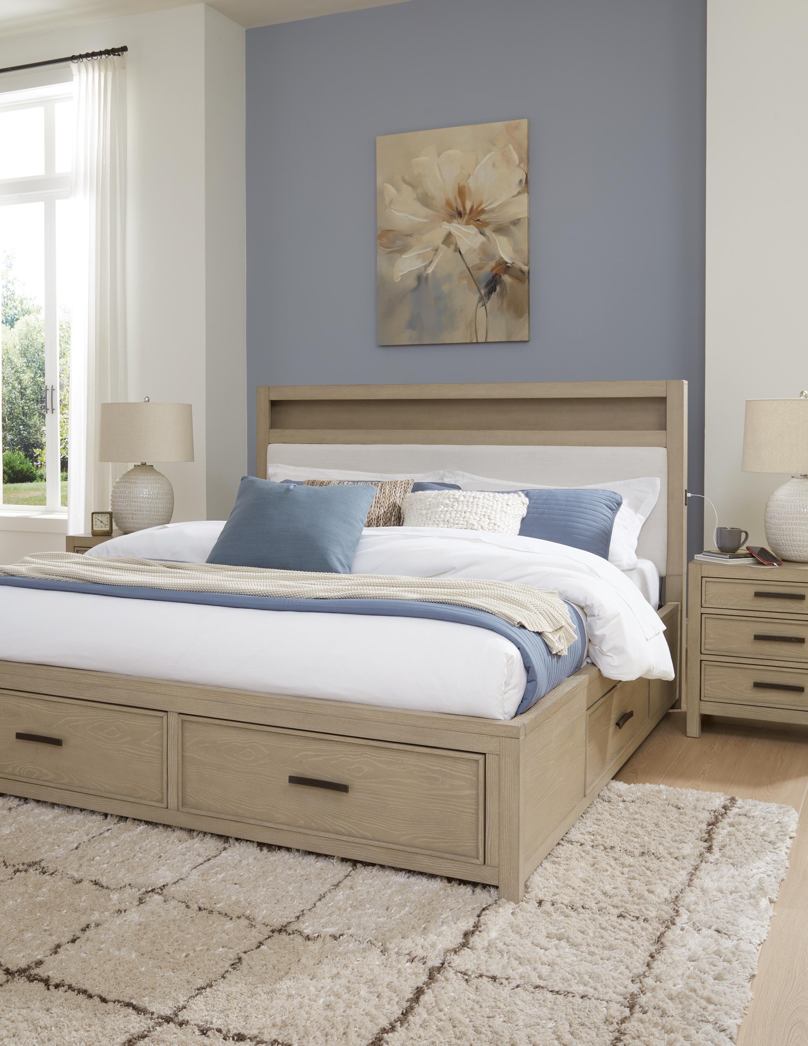 Calmoro Bookcase Bed with Mirrored Dresser and 2 Nightstands