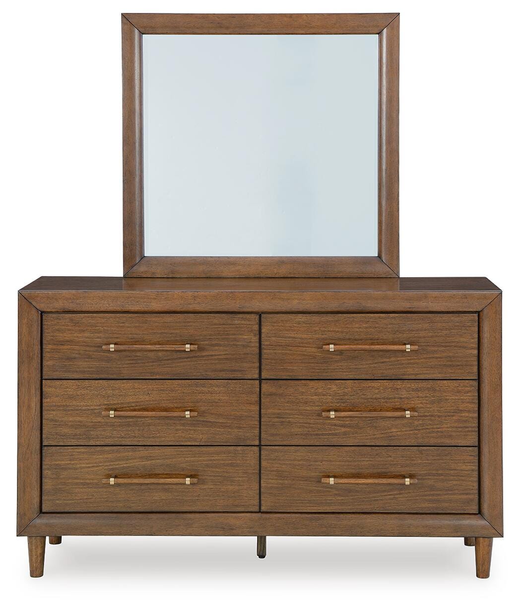 Lyncott Upholstered Bed with Mirrored Dresser, Chest and 2 Nightstands
