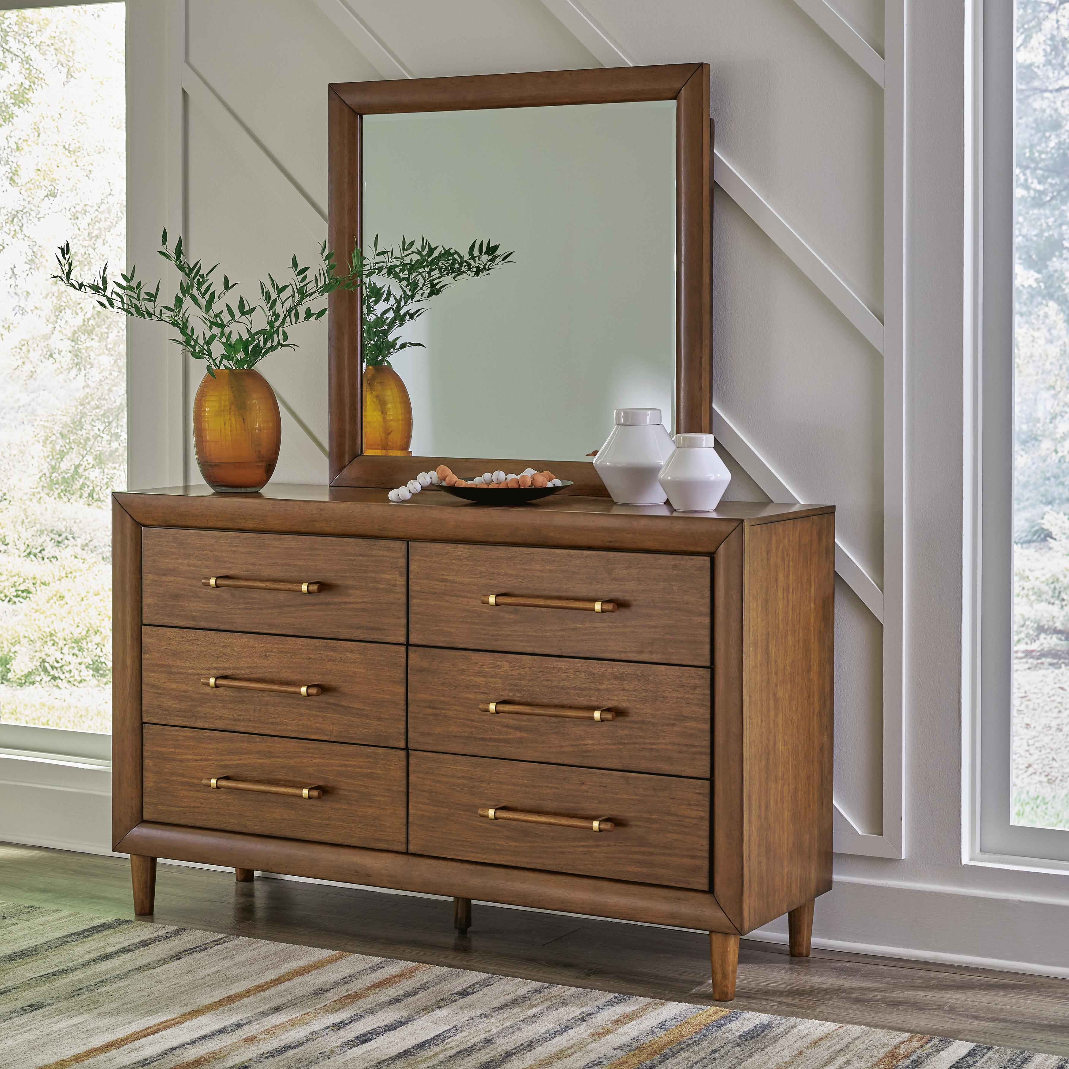 Lyncott Upholstered Panel Bed, Dresser, Mirror and Chest