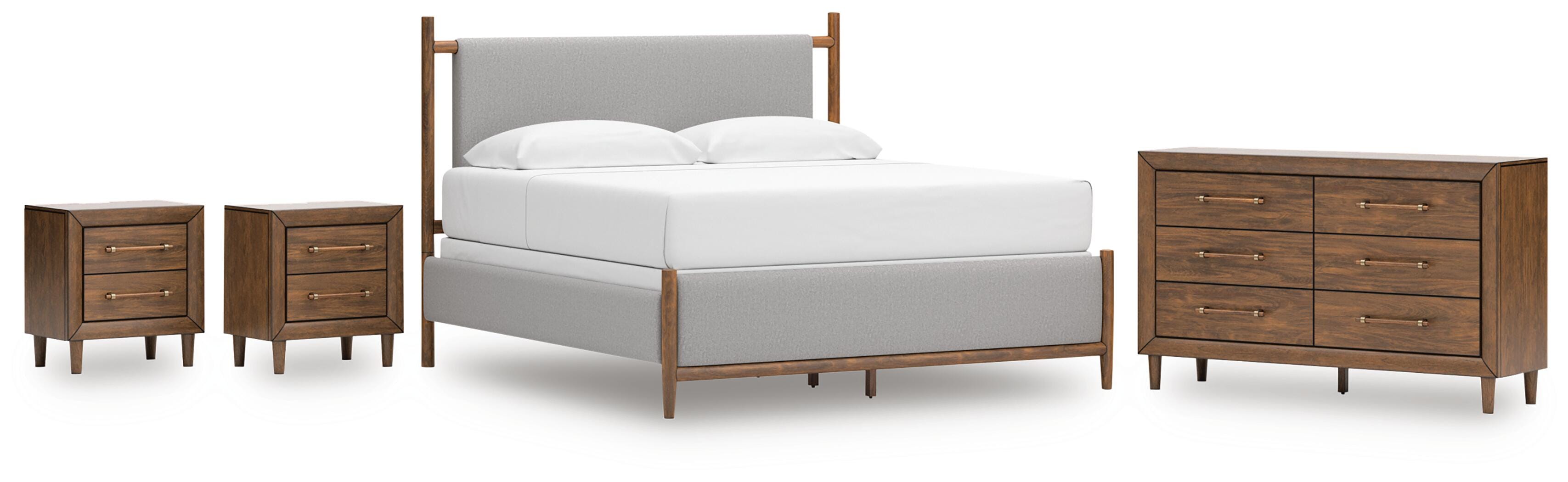 Lyncott Upholstered Bed with Dresser and 2 Nightstands