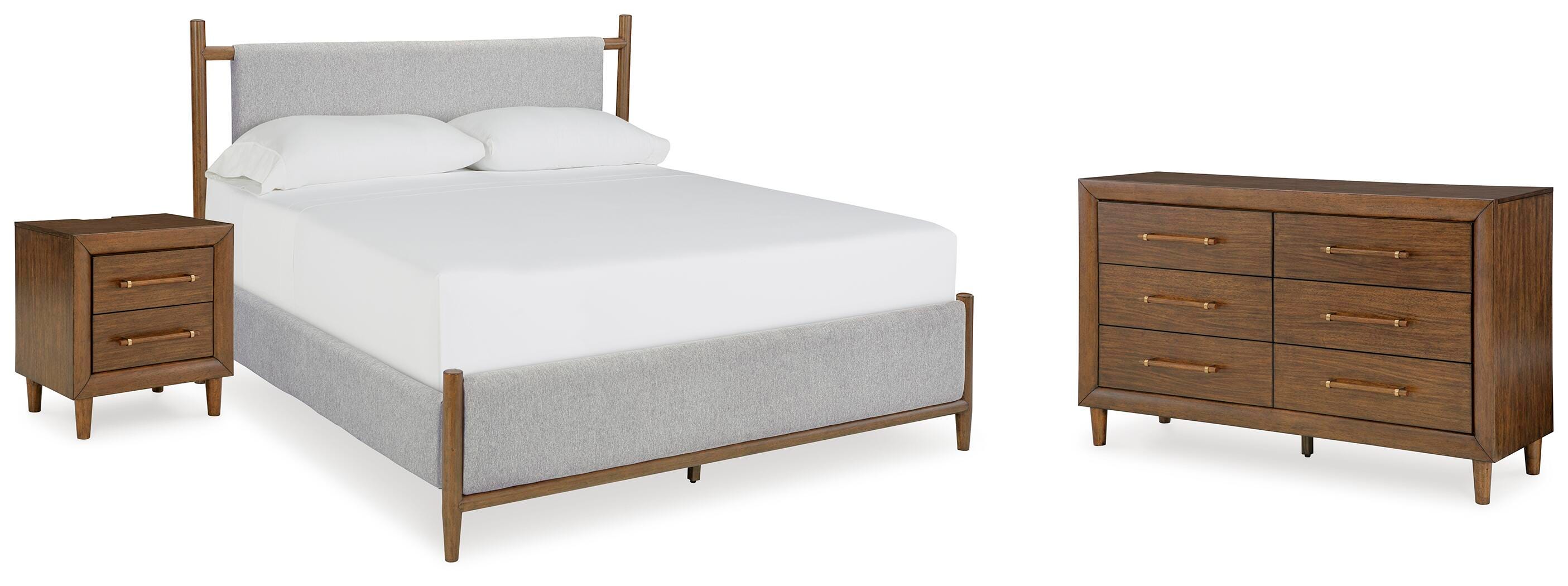 Lyncott Upholstered Bed with Dresser and Nightstand