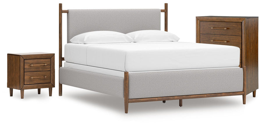 Lyncott Upholstered Bed, Chest and Nightstand