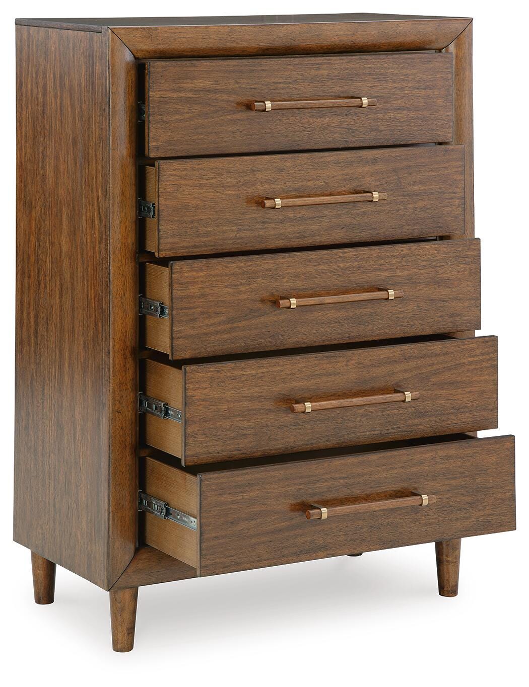Lyncott Upholstered Panel Bed, Dresser, Mirror and Chest