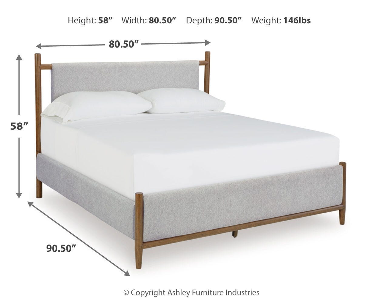 Lyncott Upholstered Panel Bed and 2 Nightstands
