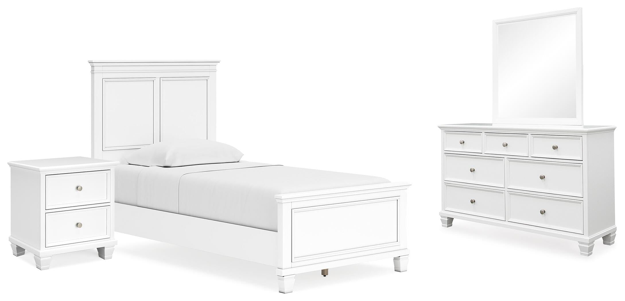 Fortman Panel Bed with Mirrored Dresser and Nightstand