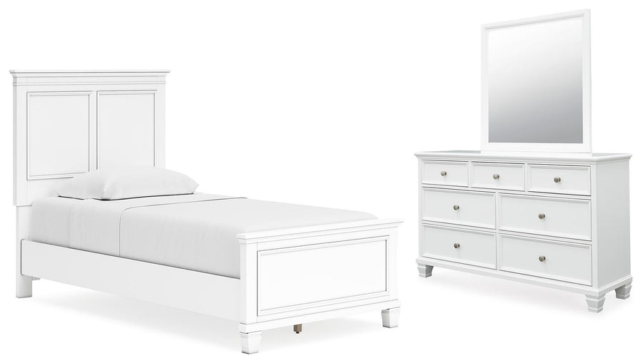 Fortman Panel Bed with Mirrored Dresser