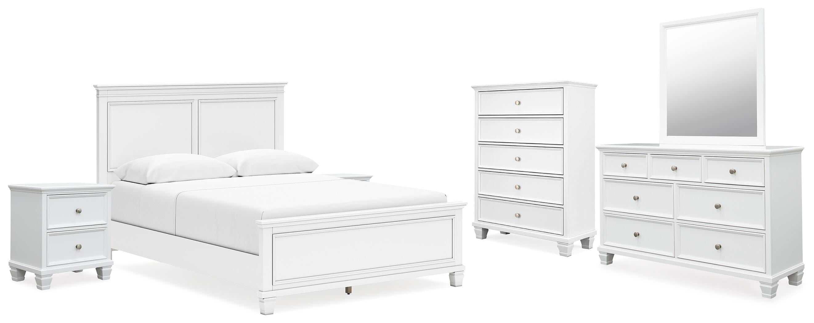 Fortman Panel Bed with Mirrored Dresser, Chest and 2 Nightstands