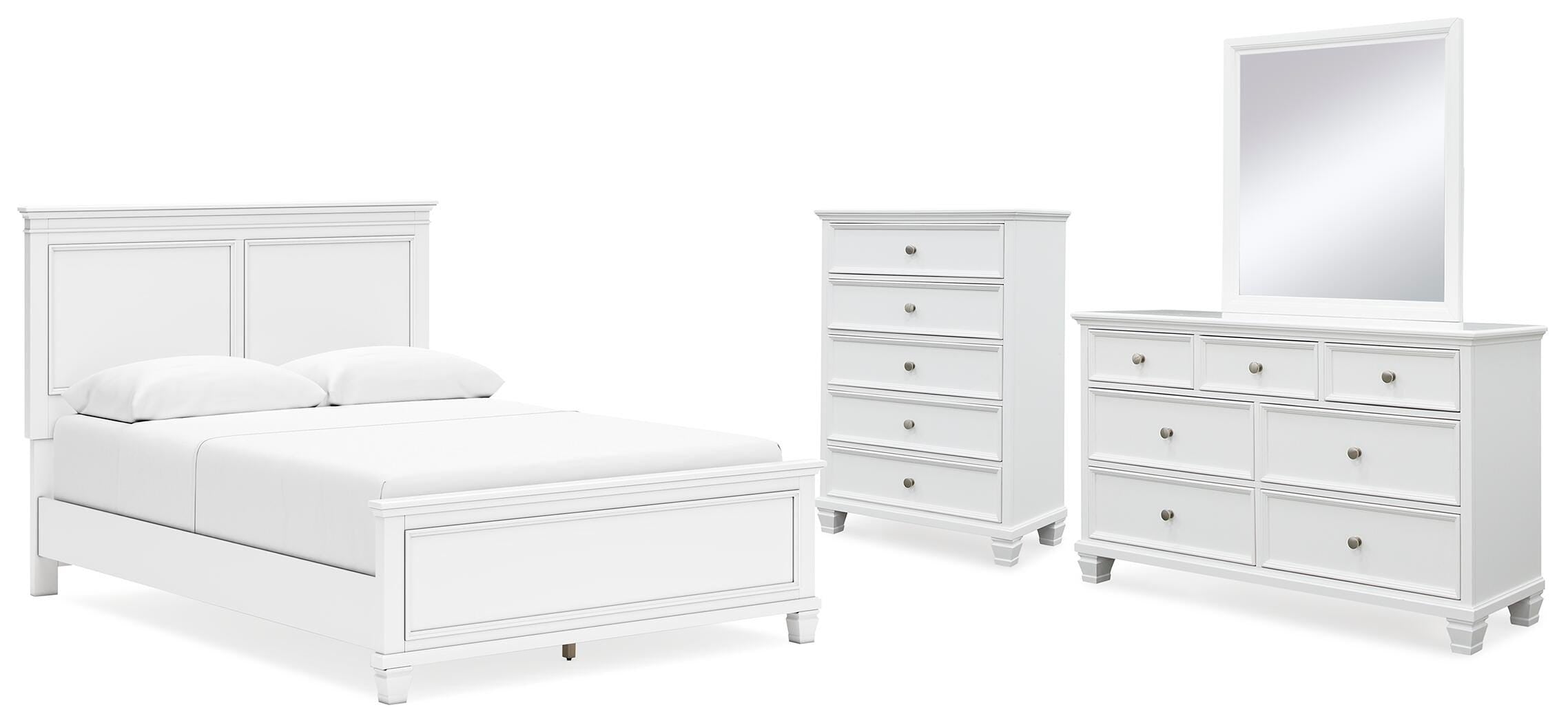 Fortman Panel Bed with Mirrored Dresser and Chest