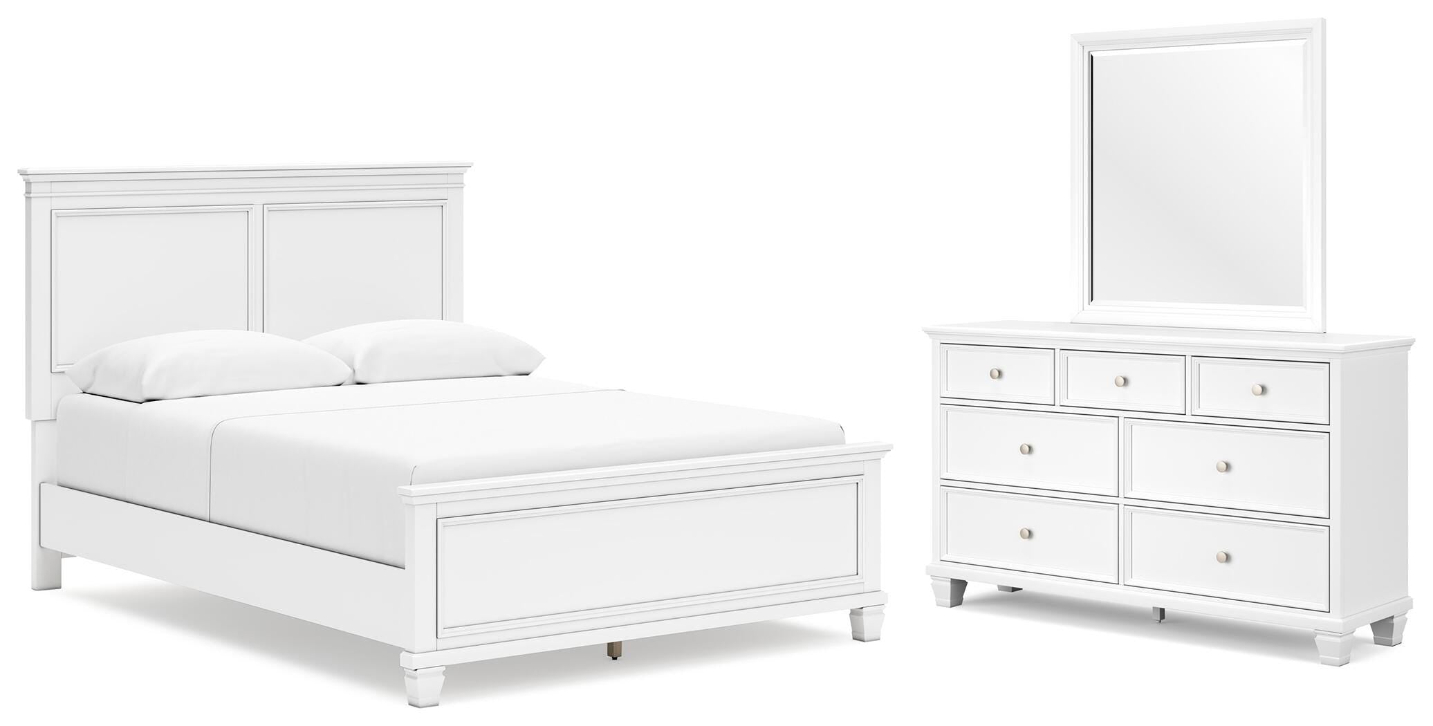 Fortman Panel Bed with Mirrored Dresser