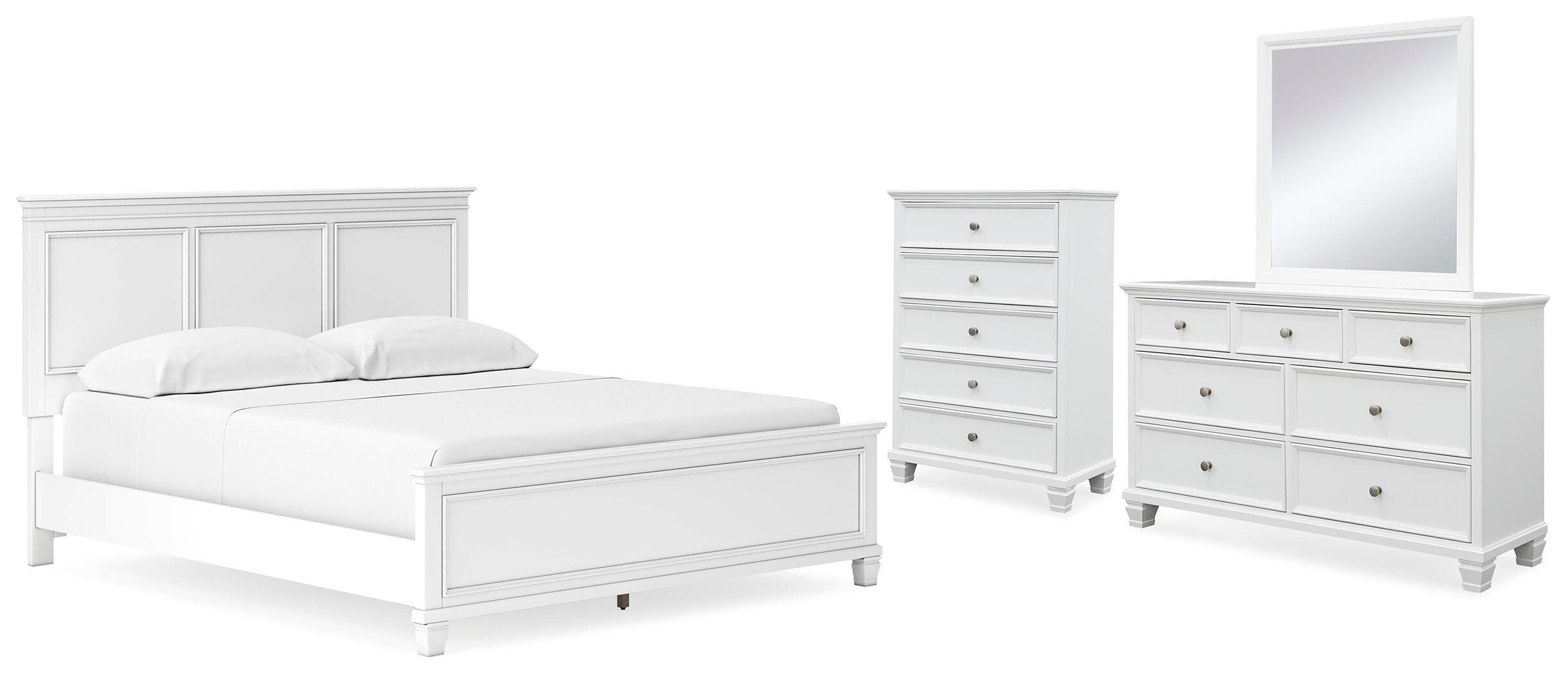 Fortman Panel Bed with Mirrored Dresser and Chest