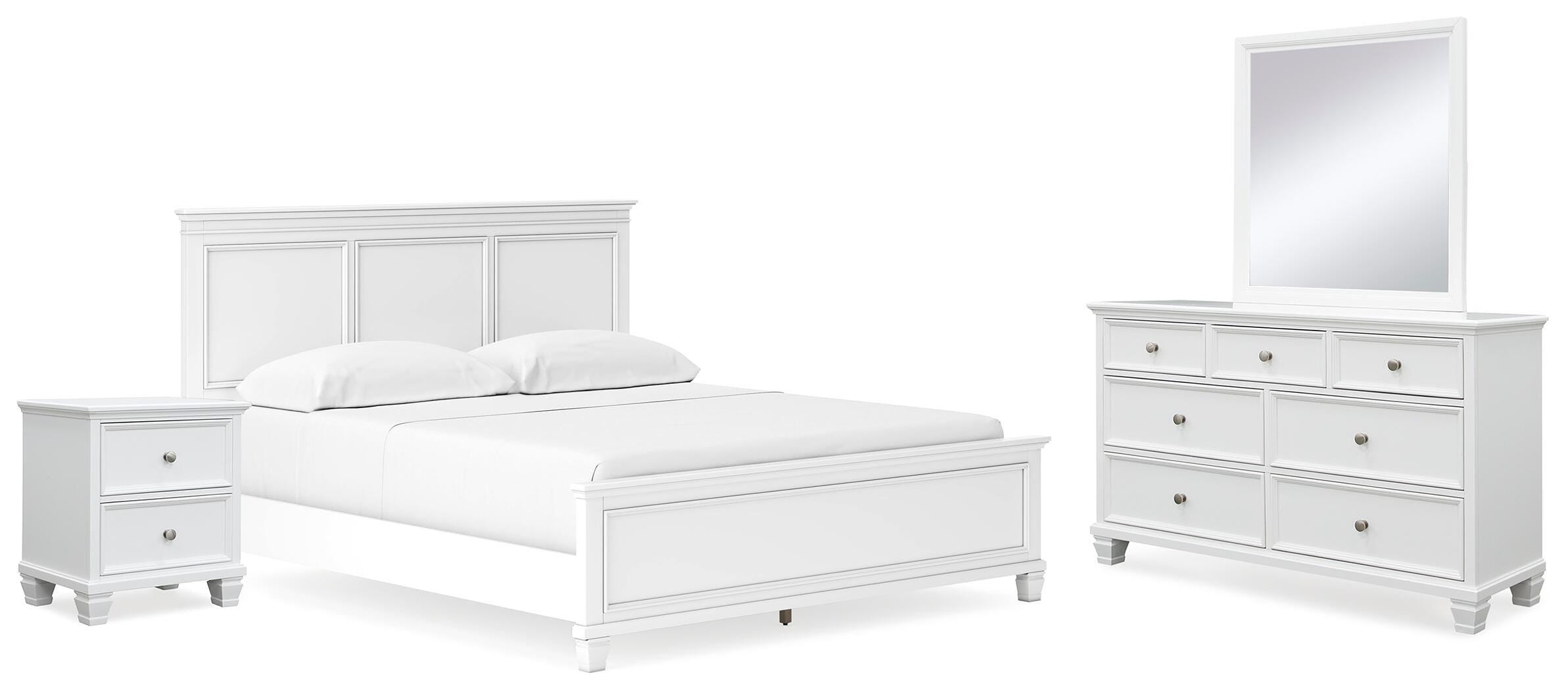 Fortman Panel Bed with Mirrored Dresser and Nightstand