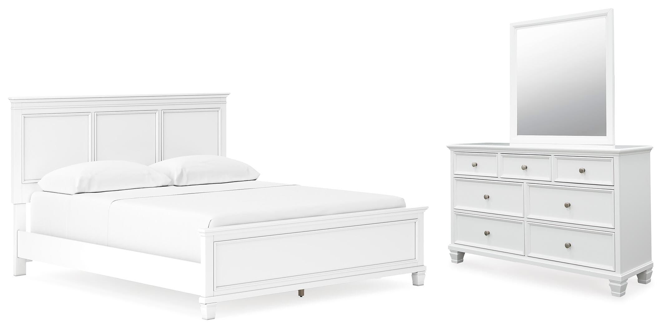 Fortman Panel Bed with Mirrored Dresser
