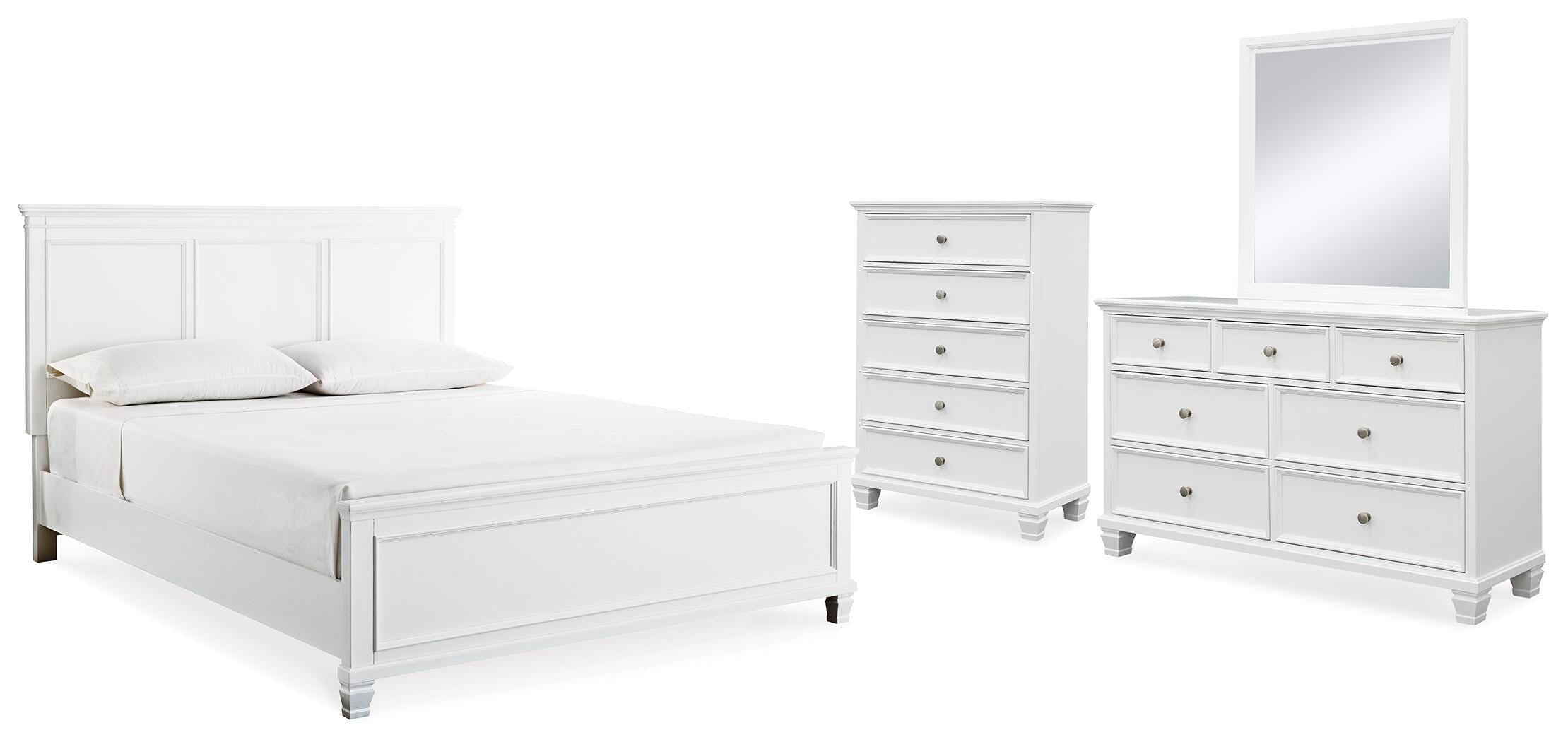 Fortman Panel Bed with Mirrored Dresser and Chest