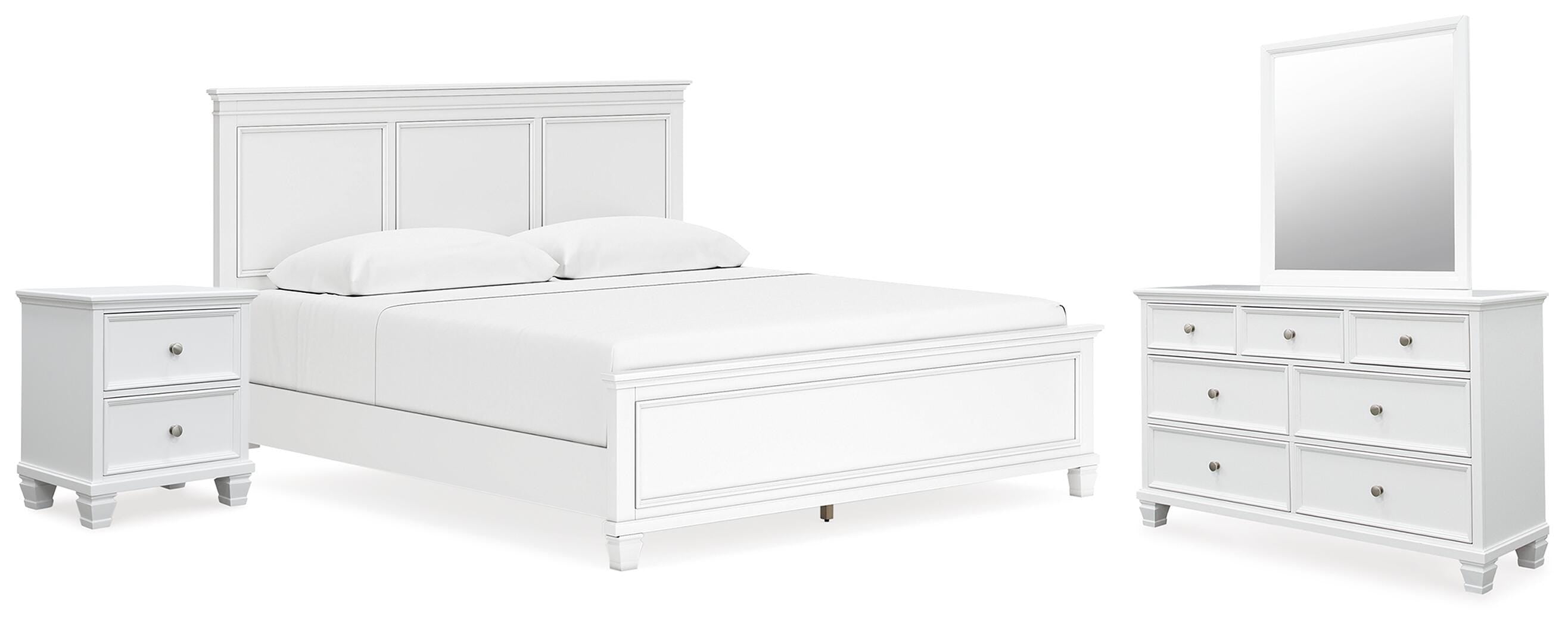 Fortman Panel Bed with Mirrored Dresser and Nightstand
