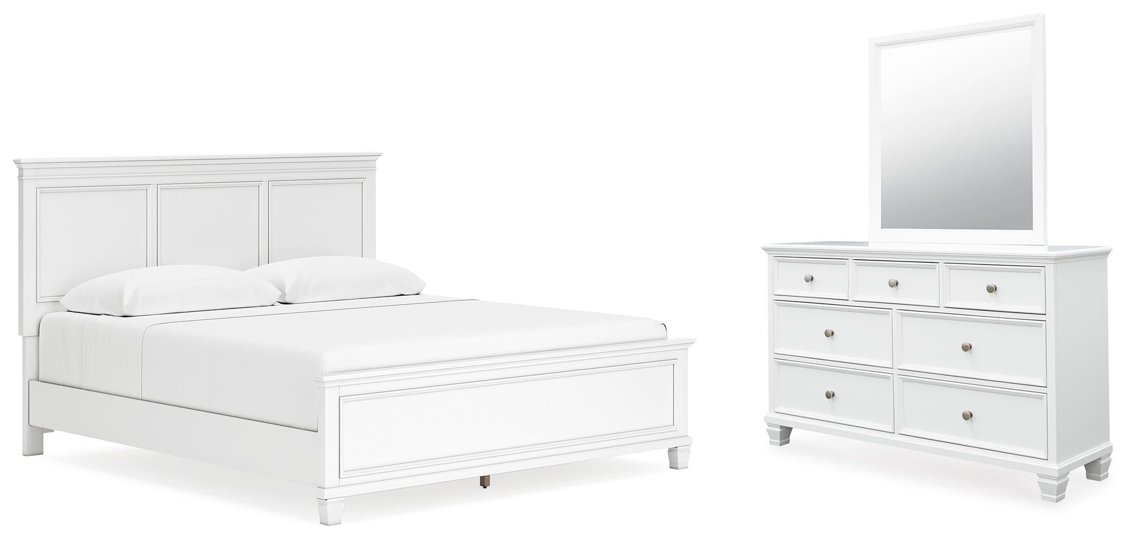 Fortman Panel Bed with Mirrored Dresser