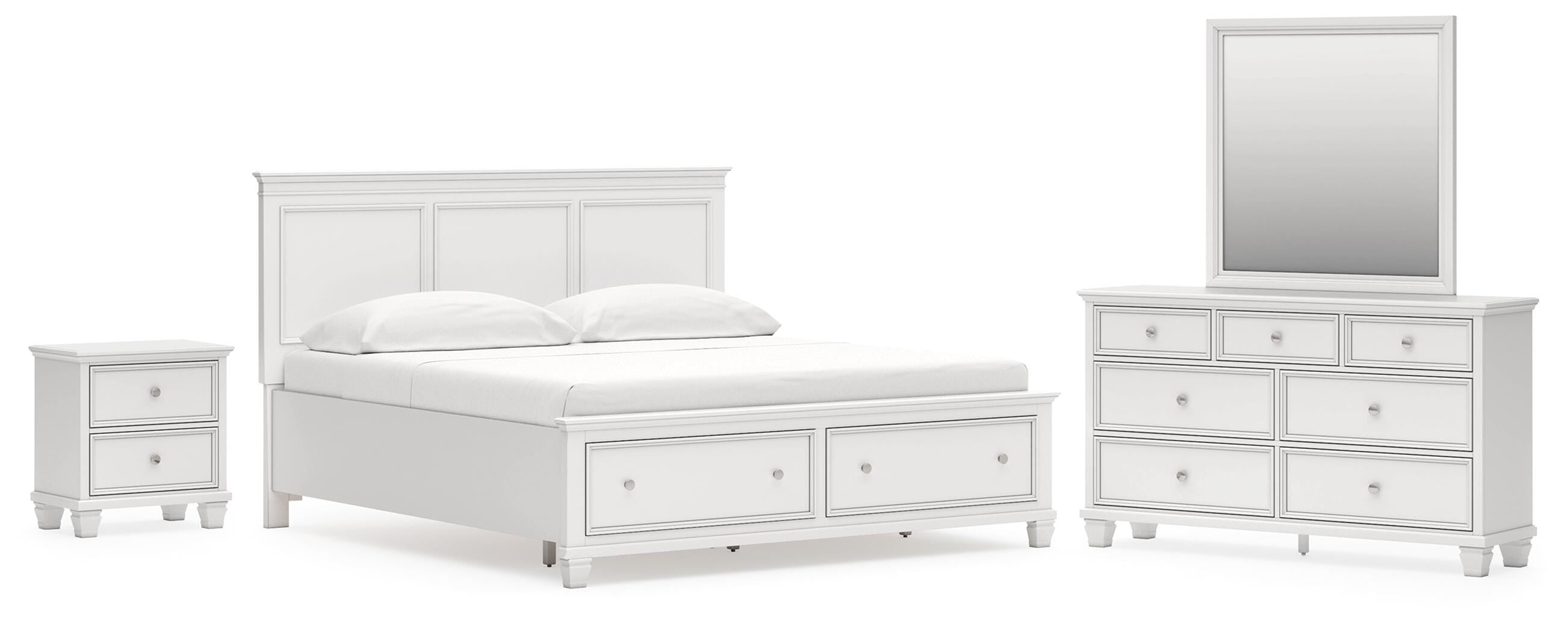 Fortman Panel Storage Bed, Dresser, Mirror and Nightstand