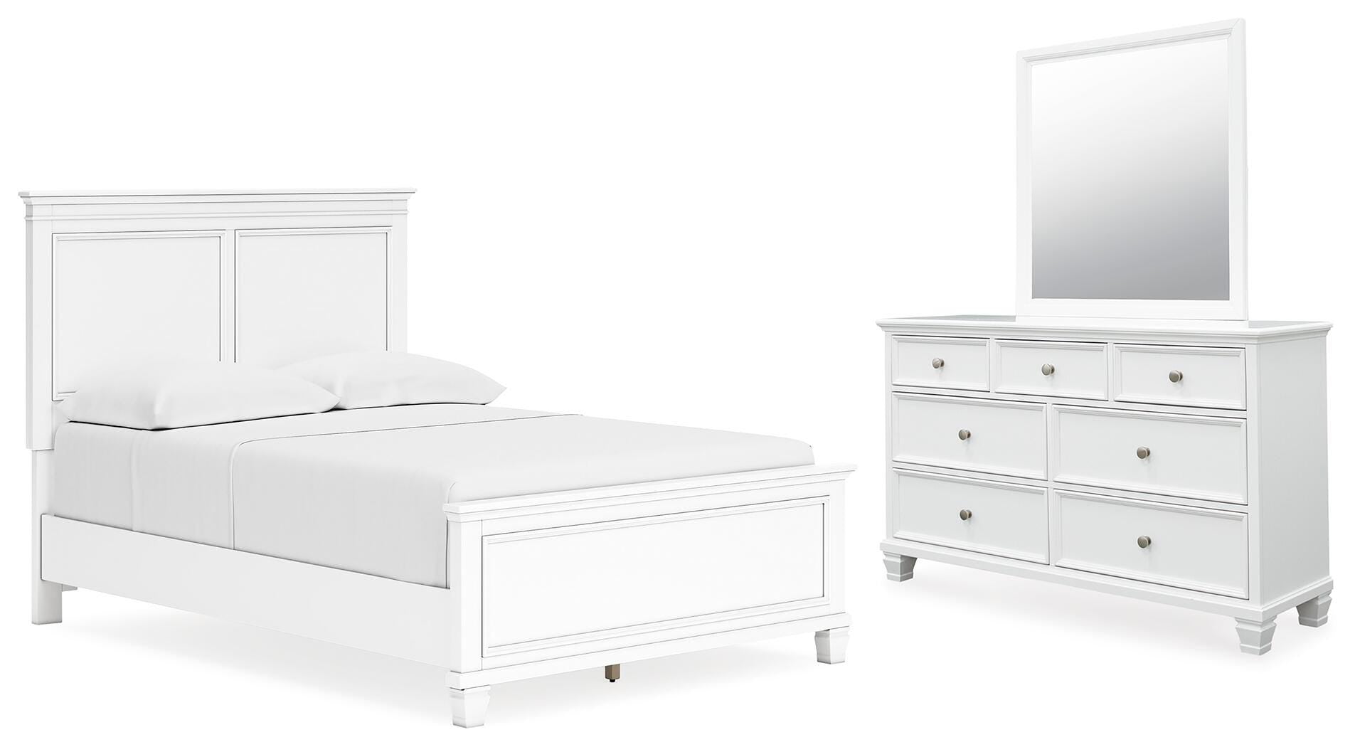 Fortman Panel Bed with Mirrored Dresser