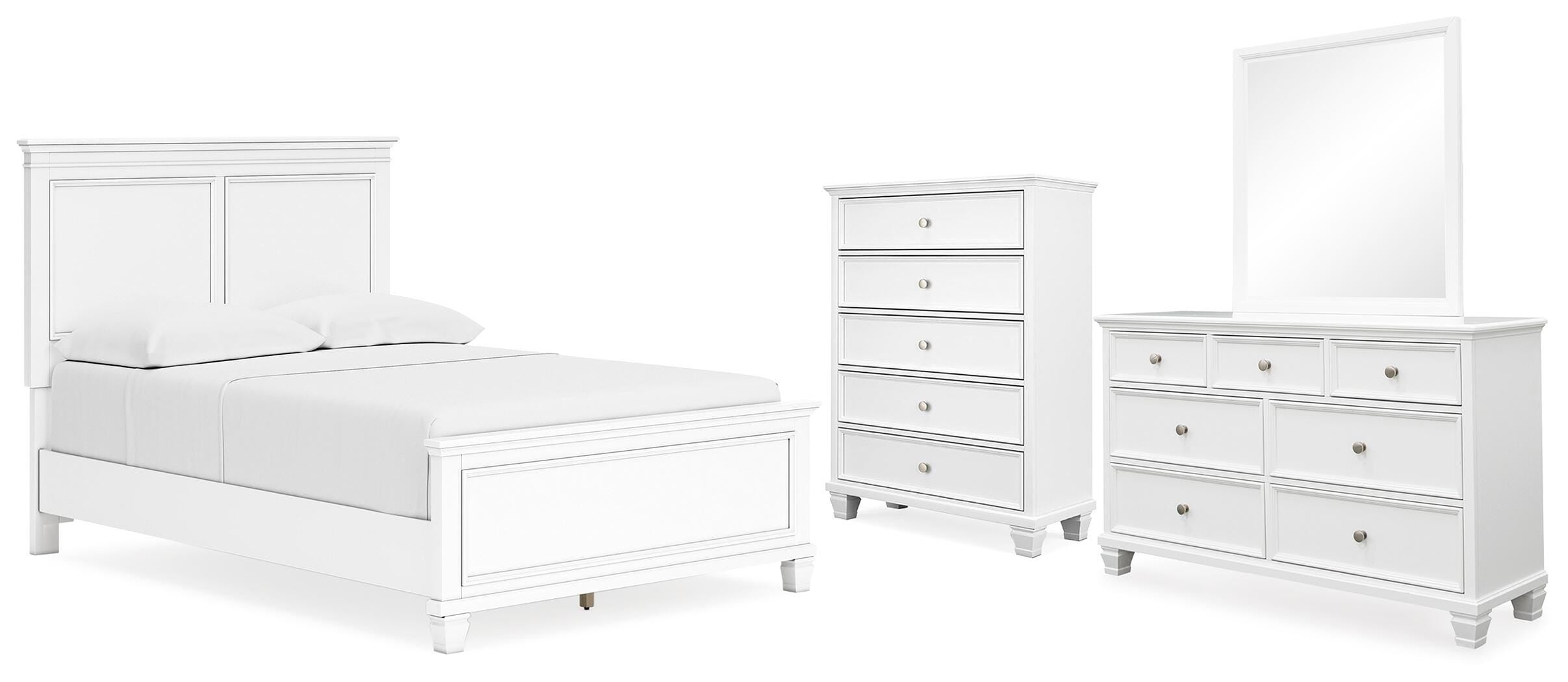 Fortman Panel Bed with Mirrored Dresser and Chest