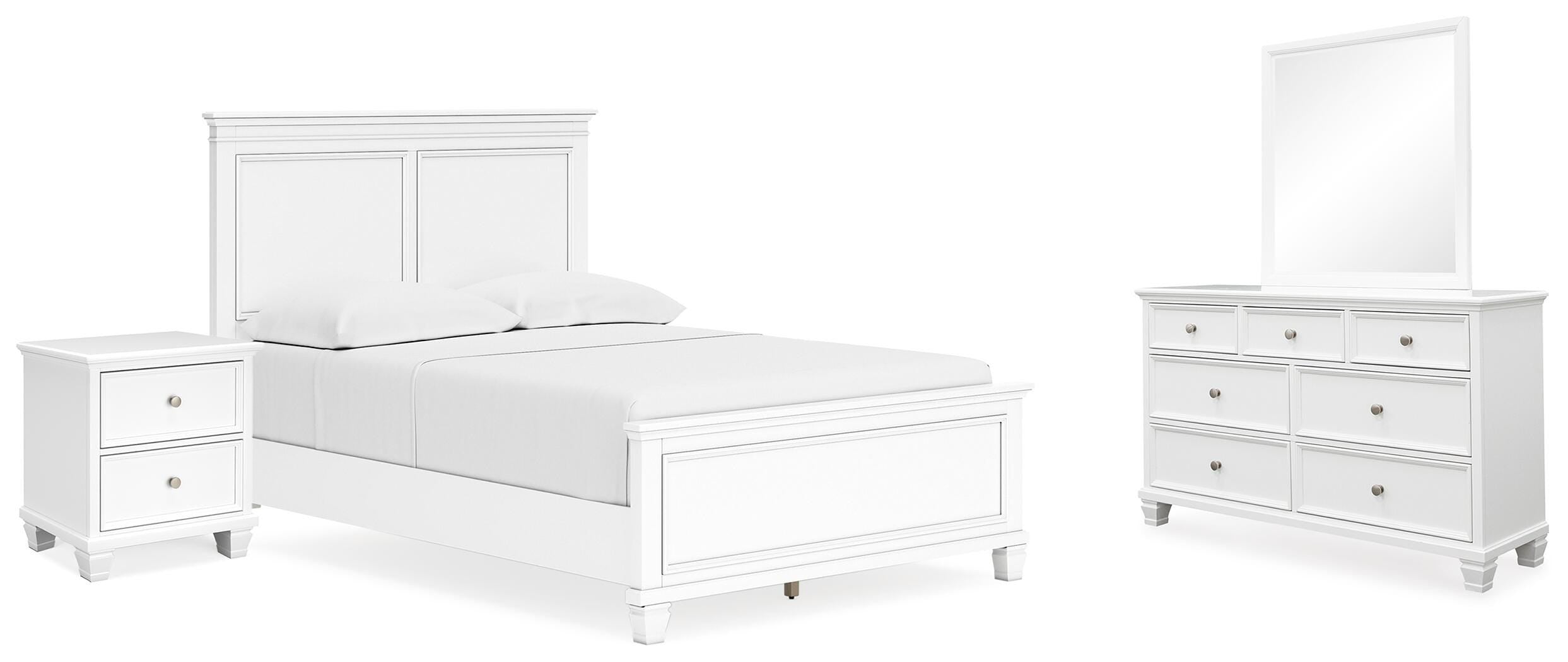 Fortman Panel Bed with Mirrored Dresser and Nightstand