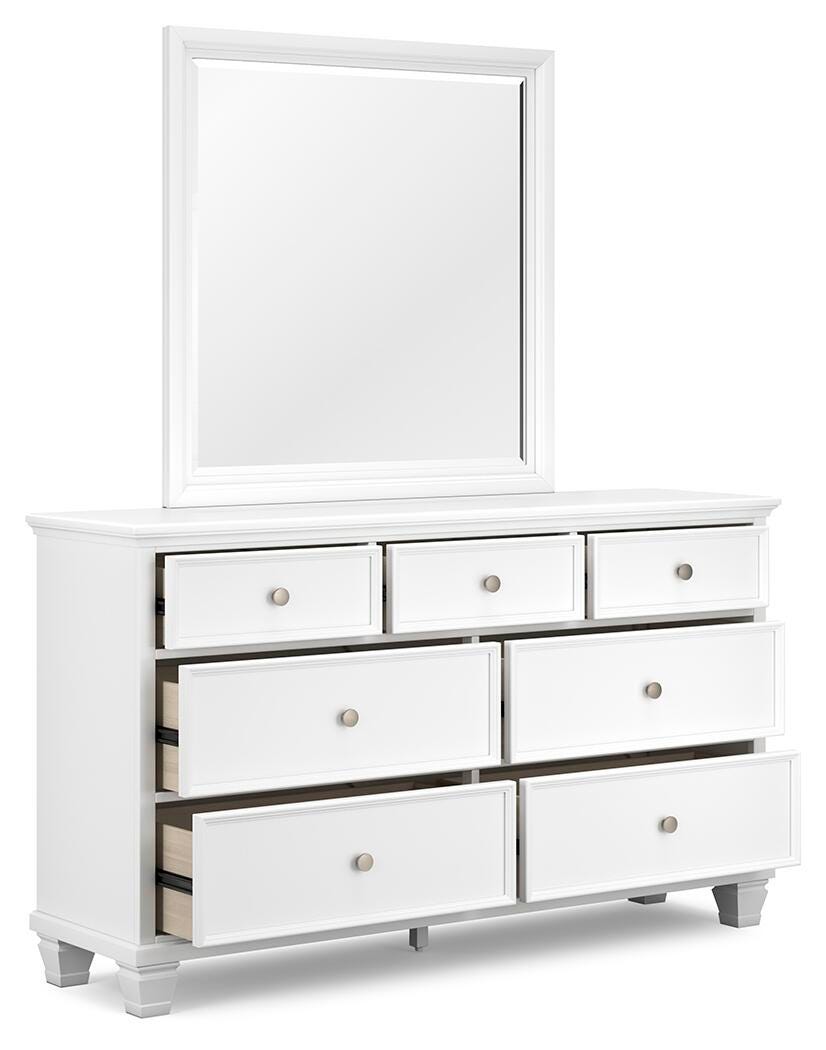 Fortman Panel Bed with Mirrored Dresser and 2 Nightstands