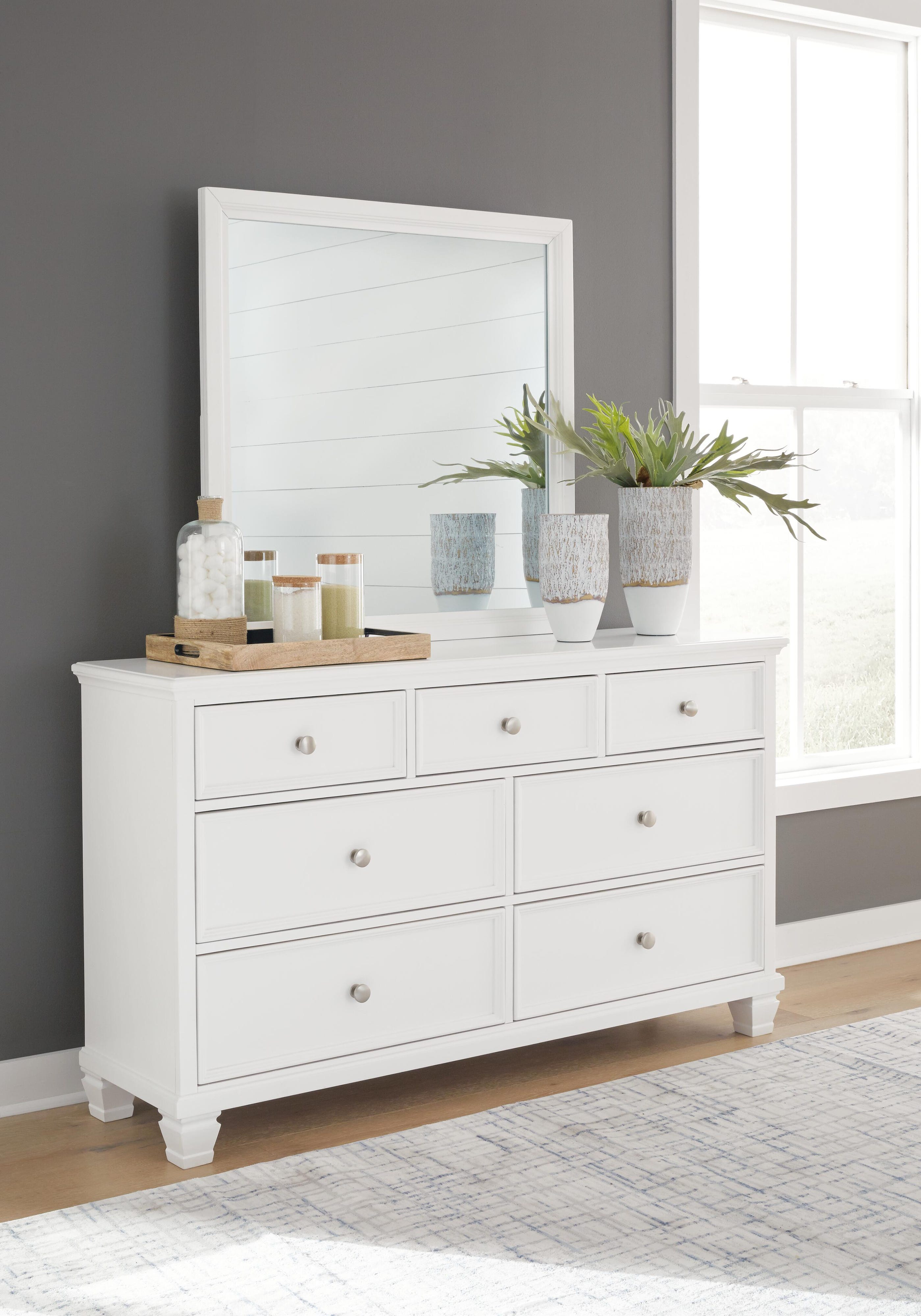 Fortman Panel Bed with Mirrored Dresser and Nightstand