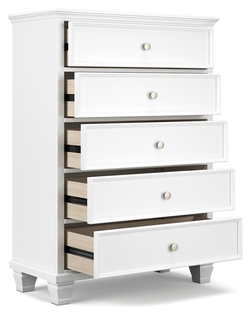 Fortman Panel Bed with Mirrored Dresser and Chest