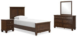 Danabrin Panel Bed with Mirrored Dresser and Nightstand