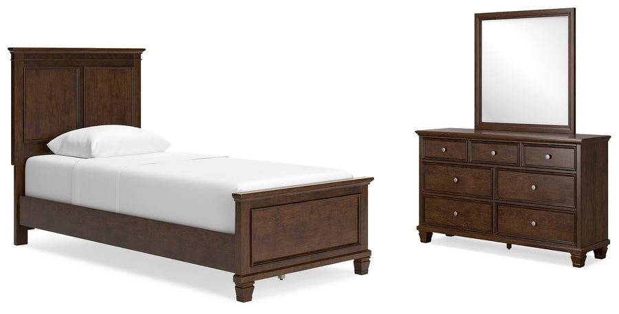 Danabrin Panel Bed with Mirrored Dresser