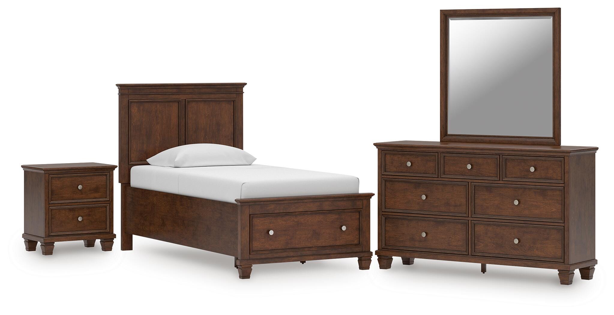 Danabrin Panel Storage Bed, Dresser, Mirror and Nightstand