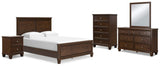Danabrin Panel Bed with Mirrored Dresser, Chest and Nightstand