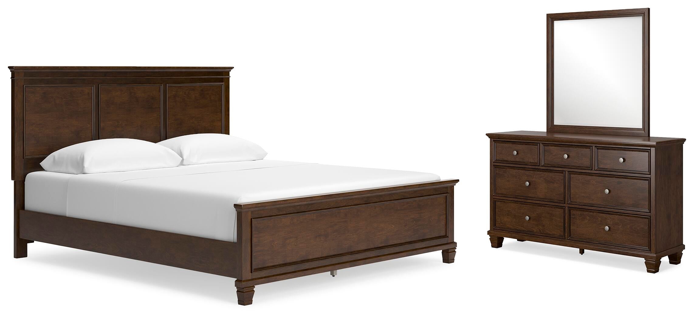 Danabrin Panel Bed with Mirrored Dresser