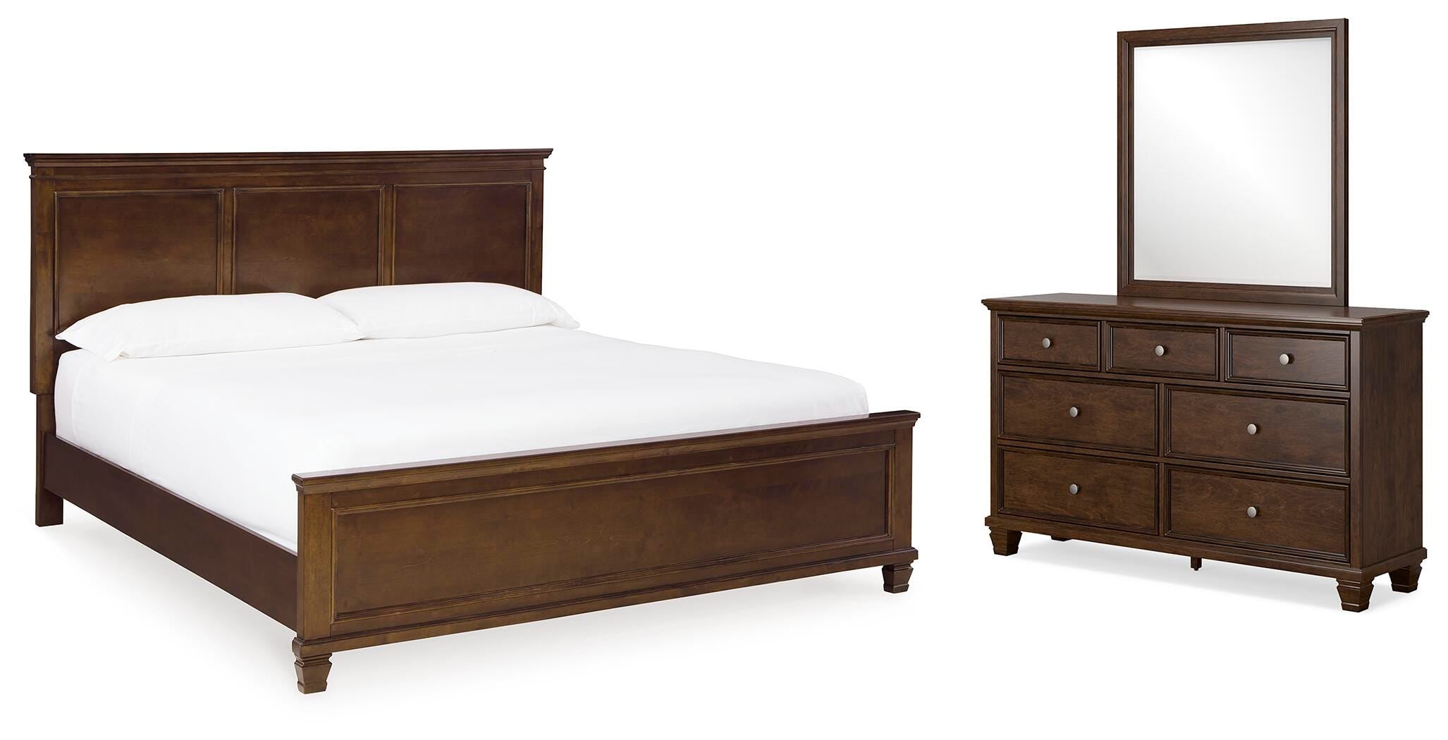 Danabrin Panel Bed with Mirrored Dresser