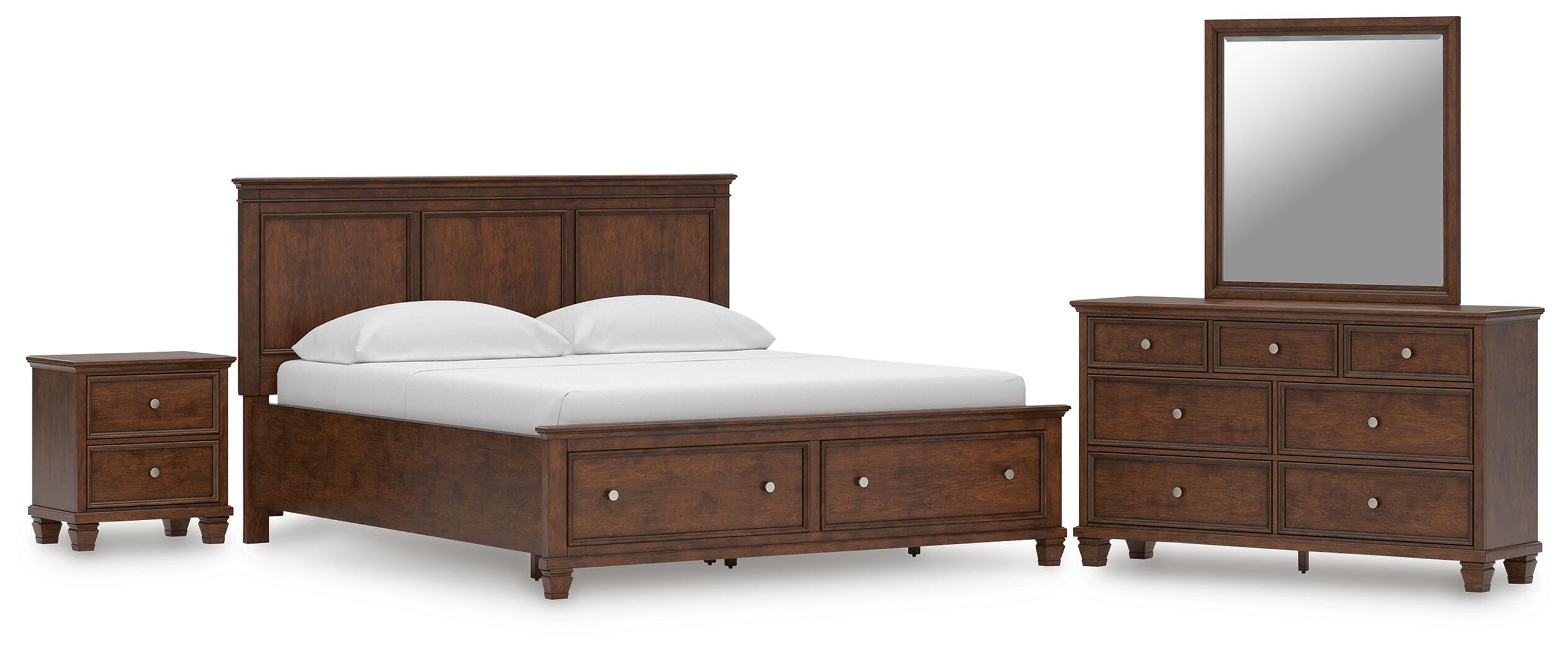 Danabrin Panel Storage Bed, Dresser, Mirror and Nightstand