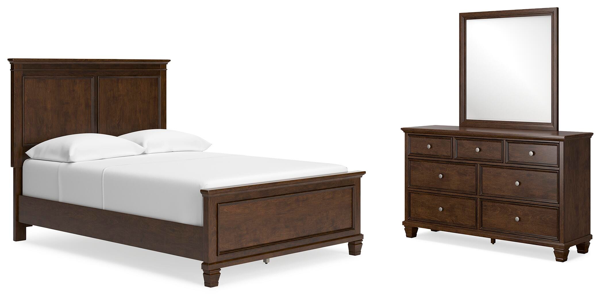 Danabrin Panel Bed with Mirrored Dresser