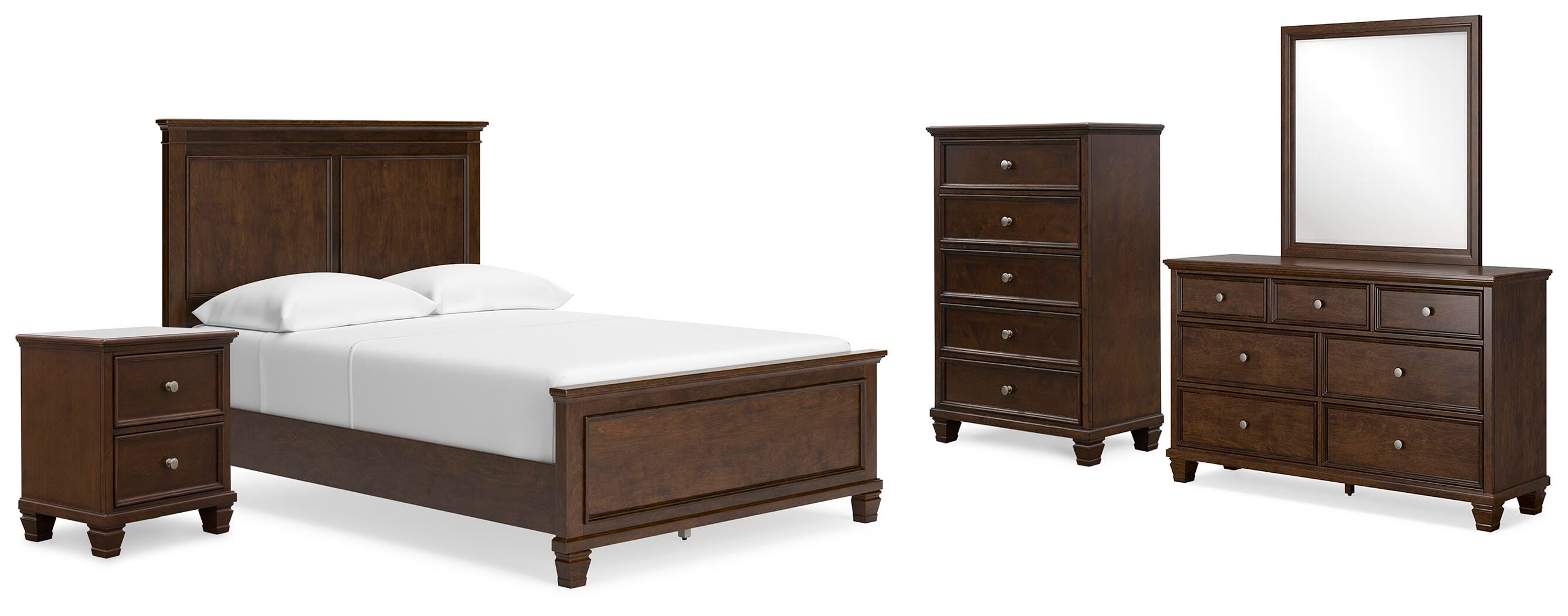 Danabrin Panel Bed with Mirrored Dresser, Chest and Nightstand