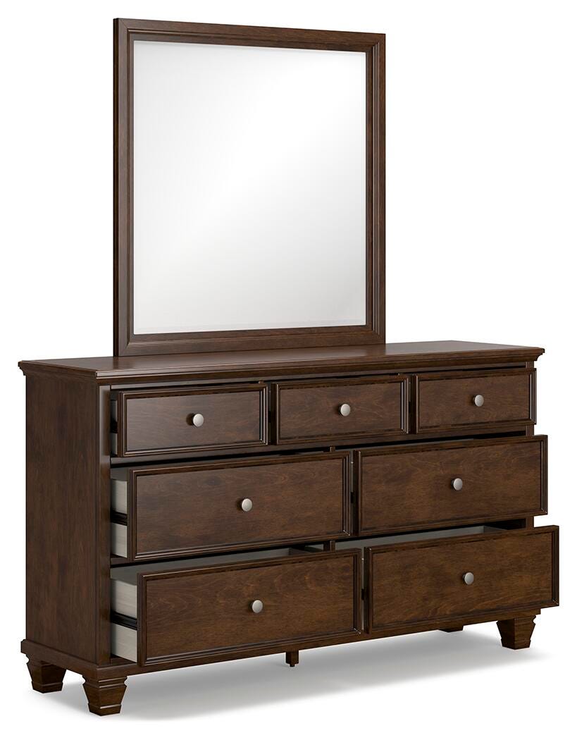 Danabrin Panel Bed with Mirrored Dresser and 2 Nightstands