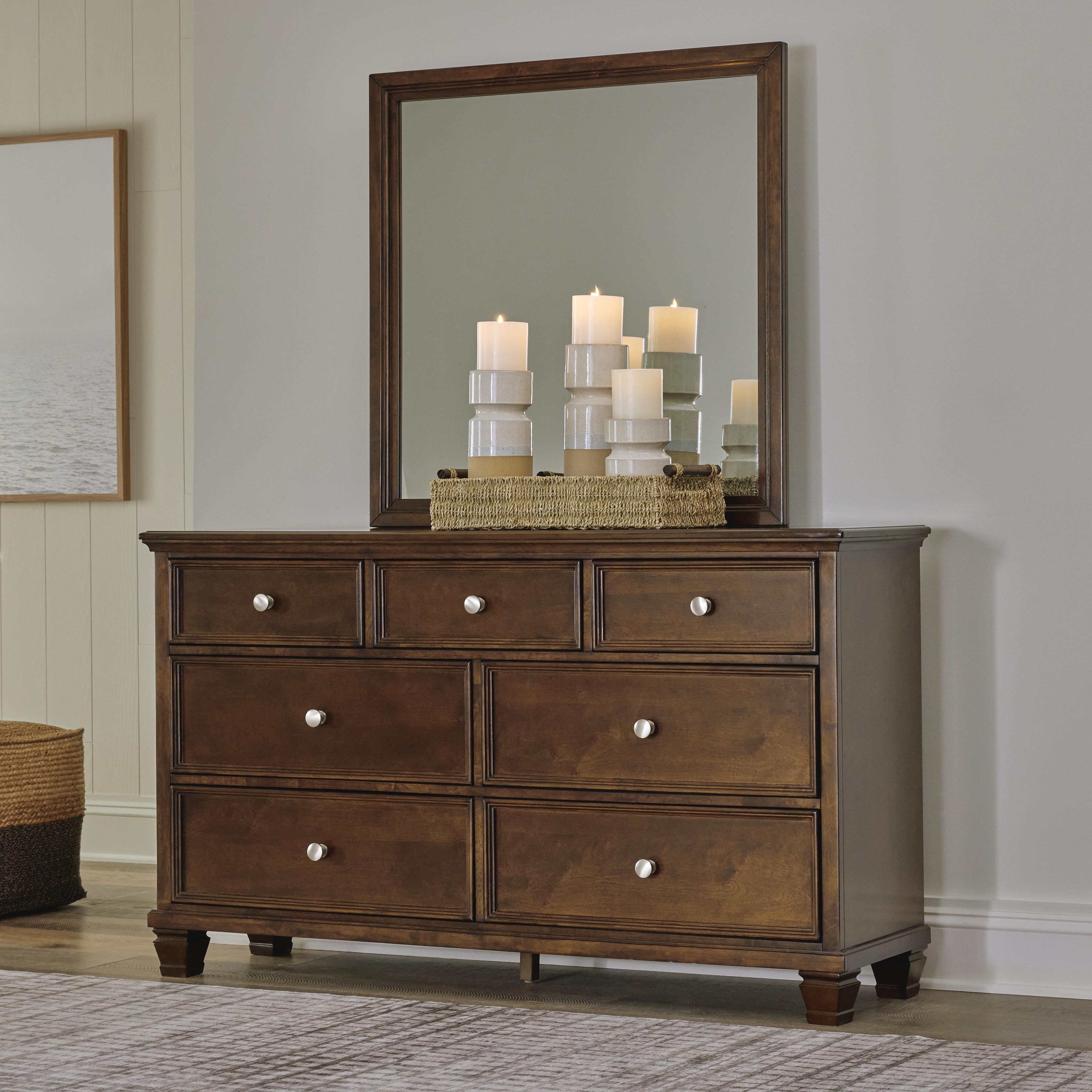 Danabrin Panel Bed with Mirrored Dresser and Nightstand