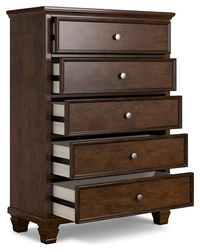 Danabrin Panel Bed with Mirrored Dresser, Chest and Nightstand
