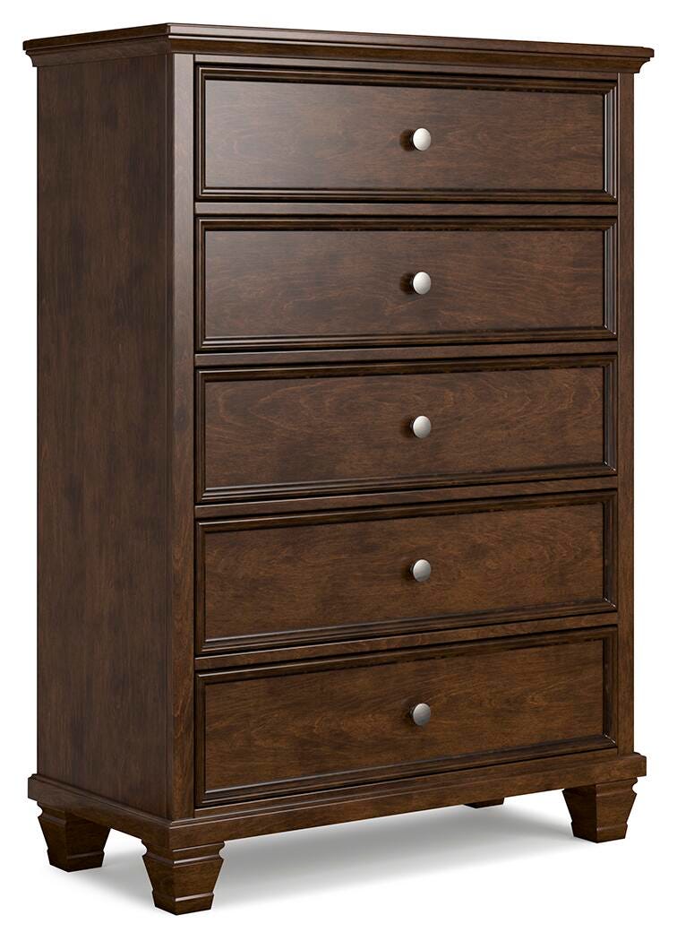 Danabrin Panel Bed with Mirrored Dresser, Chest and Nightstand