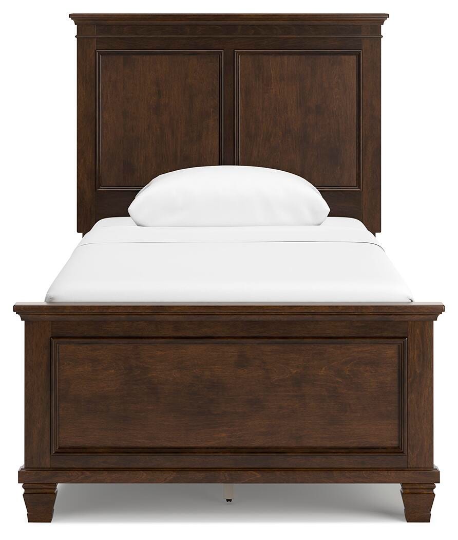 Danabrin Panel Bed with Mirrored Dresser and Nightstand